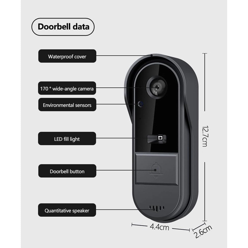 Trade Shop - Videocitofono Campanello Senza Fili Da Esterno Impermeabile Ip67 Schermo Ips 4,3'' -