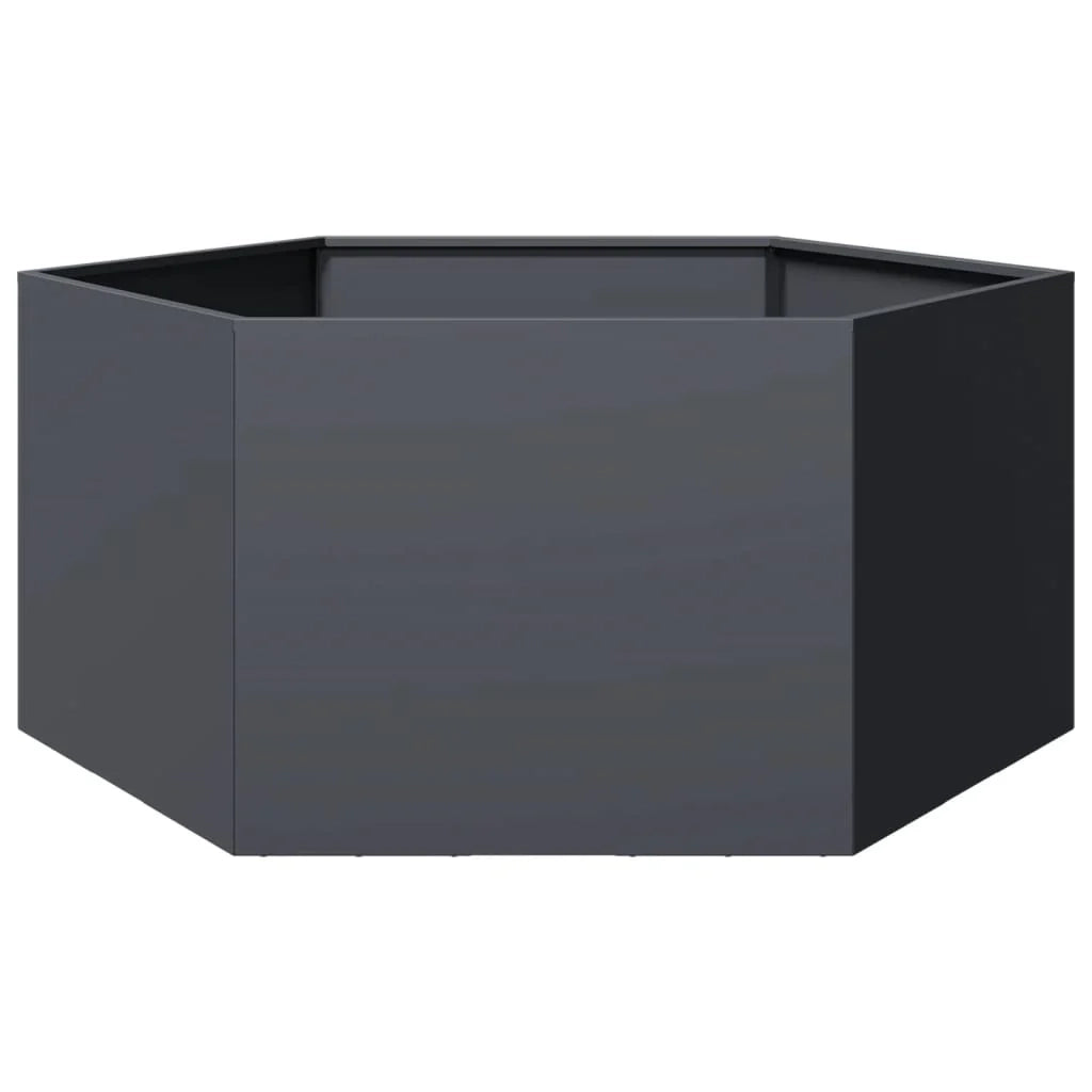 Fioriera/aiuola esagonale per piante fiori terrazza giardino 104 x 90 x 45 cm acciaio antracite 02_0038630