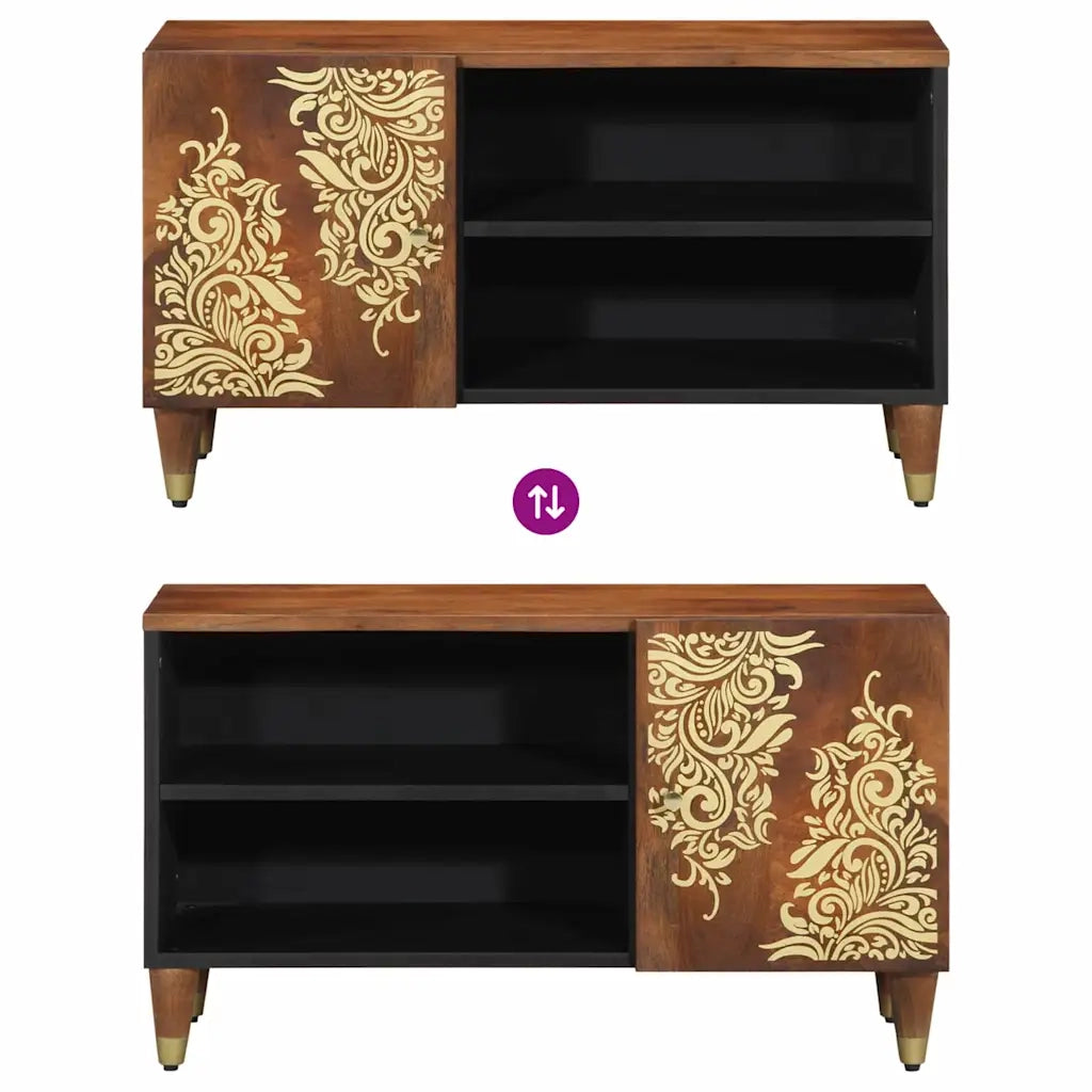 Mobile TV Marrone miele 80 x 33 x 46 cm Legno di mango massello 4018751
