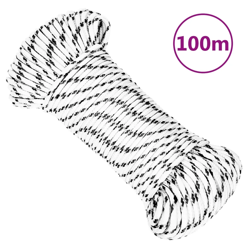 Corda Intrecciata per Barca Bianca 4 mm x 100 m Poliestere 152753