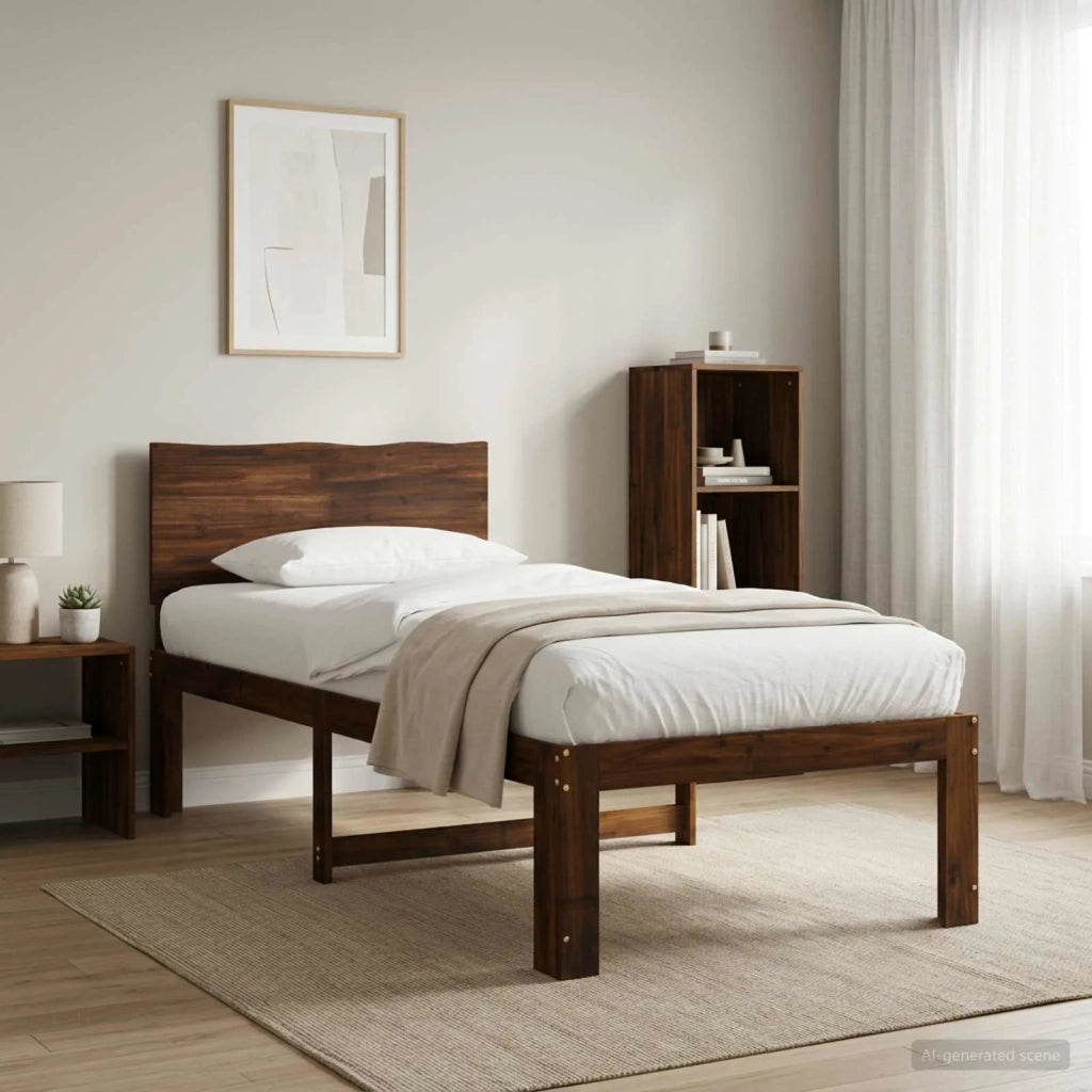 Letto Singolo con Testiera ROSTOCK Marrone Scuro 90 x 190 cm 903440