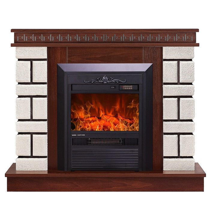 Camino Elettrico da Pavimento 87,4x108x24,5 cm Effetto Fiamma 2000W Nazarii mini & Cristina Noce