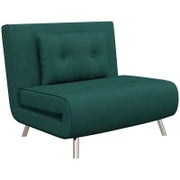 Poltrona Letto Singolo con Schienale Reclinabile in Velluto, 100x88x83cm, Verde Scuro