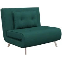 Poltrona Letto Singolo con Schienale Reclinabile in Velluto, 100x88x83cm, Verde Scuro