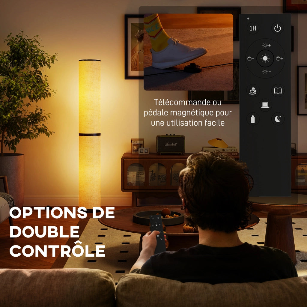 Lampada da Terra LED Dimmerabile ¨C Xylo ¨C Telecomando Magnetico Beige ? 20 x 135 cm