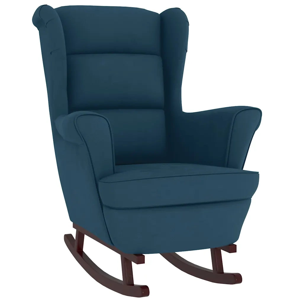 Sedia a dondolo con schienale alto in velluto blu CFW5064822