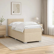 Letto con Box Spring, Materasso e LED Crema 90 x 190 cm Tessuto 3451838