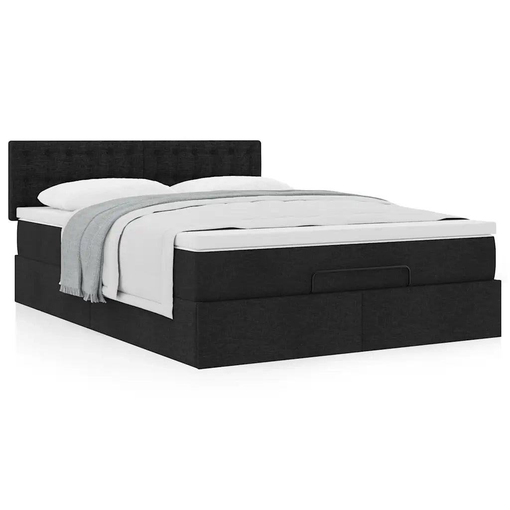 Pouf Letto con Materasso Nero 140x200 cm in Tessuto 3311631