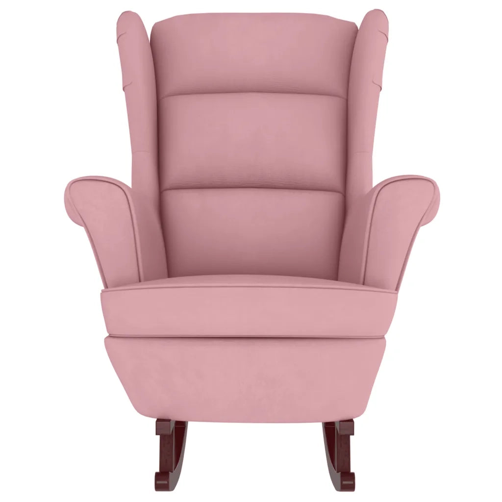 Sedia a dondolo con schienale alto in velluto rosso vino 3121234