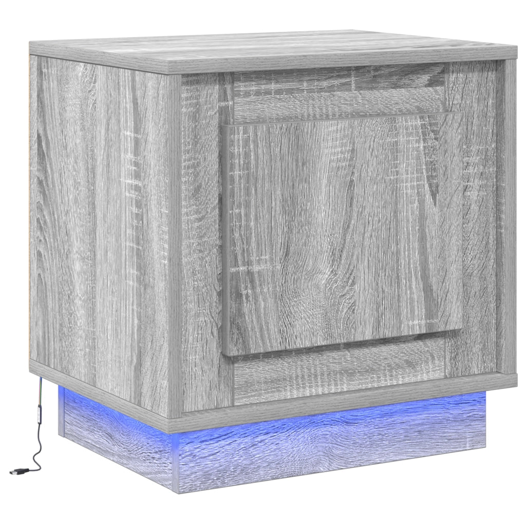 Comodini con Luci LED 2 pz Grigio Sonoma 44x34,5x45 cm