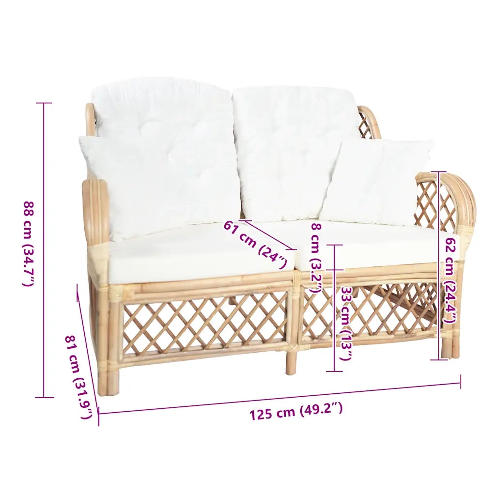 Divano a 2 Posti in Rattan 325472