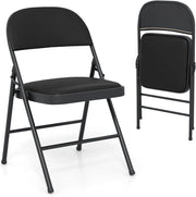 Set di 2 Sedie Pieghevoli, Sedia per Interno ed Esterno con Struttura in Metallo, Sedie Impilabili in Artificiale PVC, Portata 150kg, Sdraio Imbottite da Pranzo per Feste e Matrimoni (2)