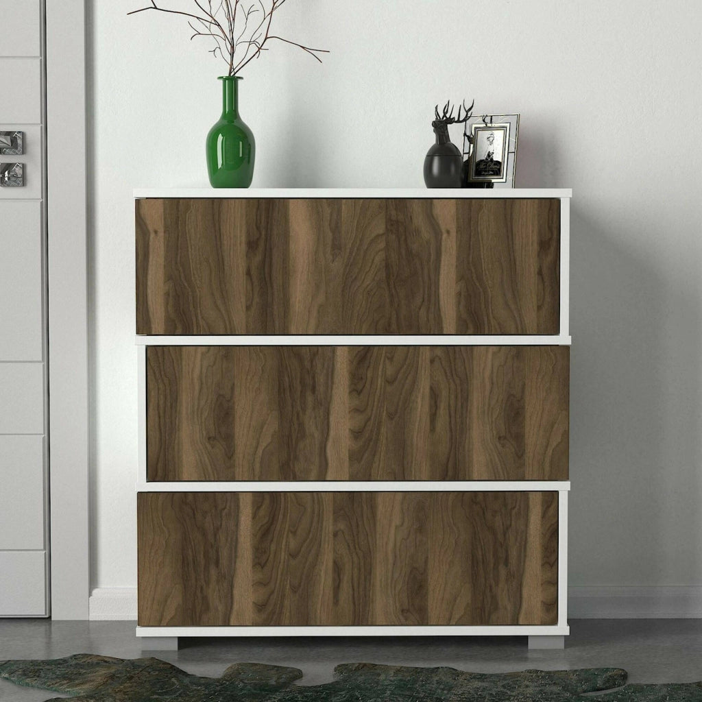 Scarpiera Astrubale, Mobile portascarpe, Armadio da ingresso multiuso, Mobiletto per calzature, 90x30h93 cm, Bianco e Noce