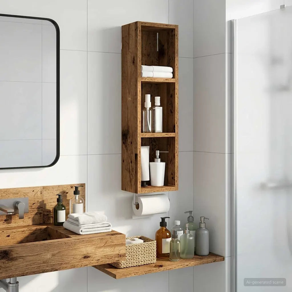 Armadio da Bagno | Mobile da Bagno a muro Legno vecchio 20 x 14 x 70 cm