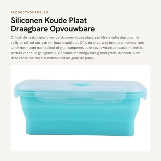 Contenitore portatile 800 ml - Opvougibile - Silicone - Cibo - Magnetron/Koelkast - Scatola per picnic