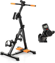 Cyclette Multifunzionale per Anziani, Cyclette a Pedali per Braccia e Gambe con Massaggio, Altezza e Livelli di Resistenza Regolabili, Cyclette con Display LCD per 1-2 Persone