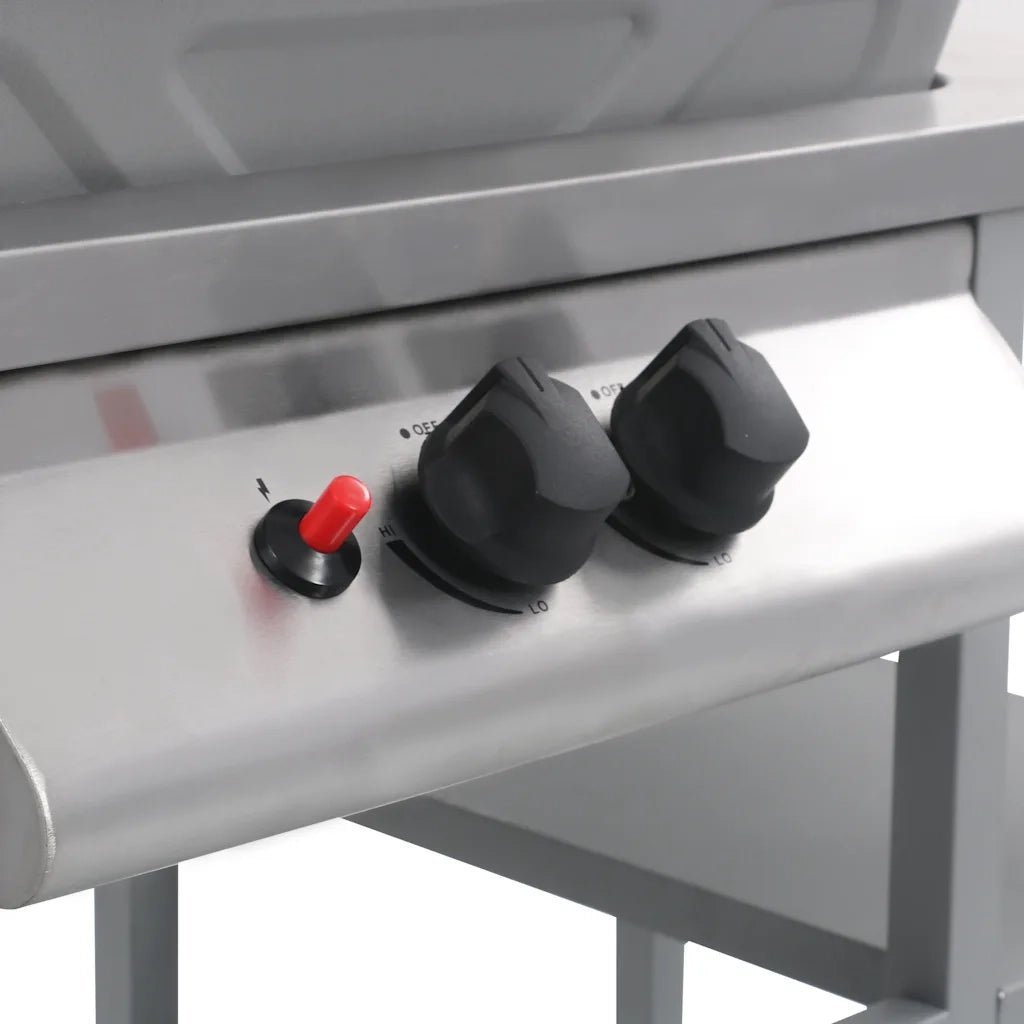 Barbecue e Griglia a Gas con 3 Ripiani e Tavolinetto Argento CFW6219895