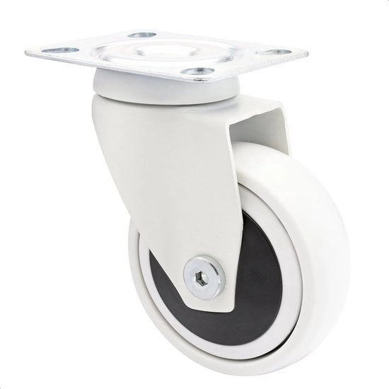 Wiel Design 3C - Zwenkwiel/apparaatwiel/transportwiel/meubelwiel - bianco, morbido, diametro 75 mm, cuscinetti a rulli, carico di 75 kg - 01227601