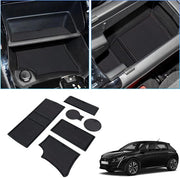 Accessori per console centrale compatibili con Peugeot 208 e-208 2020-2023, 2024, matten antislip per console centrale, supporto braccio in gomma, supporto bicchieri in gomma antislip, matten antislip per vano porta, 6 pezzi.