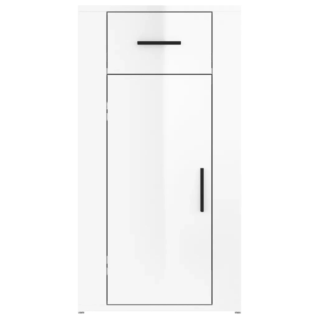 Armadietto Scrivania Bianco Lucido 40x49x75cm Legno Multistrato 816794