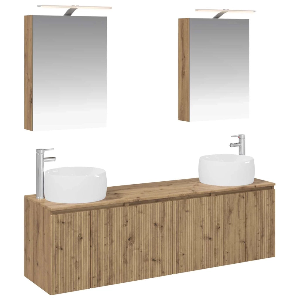 Set di Armadi da Bagno 5 pcs Rovere Artigianale 3406518