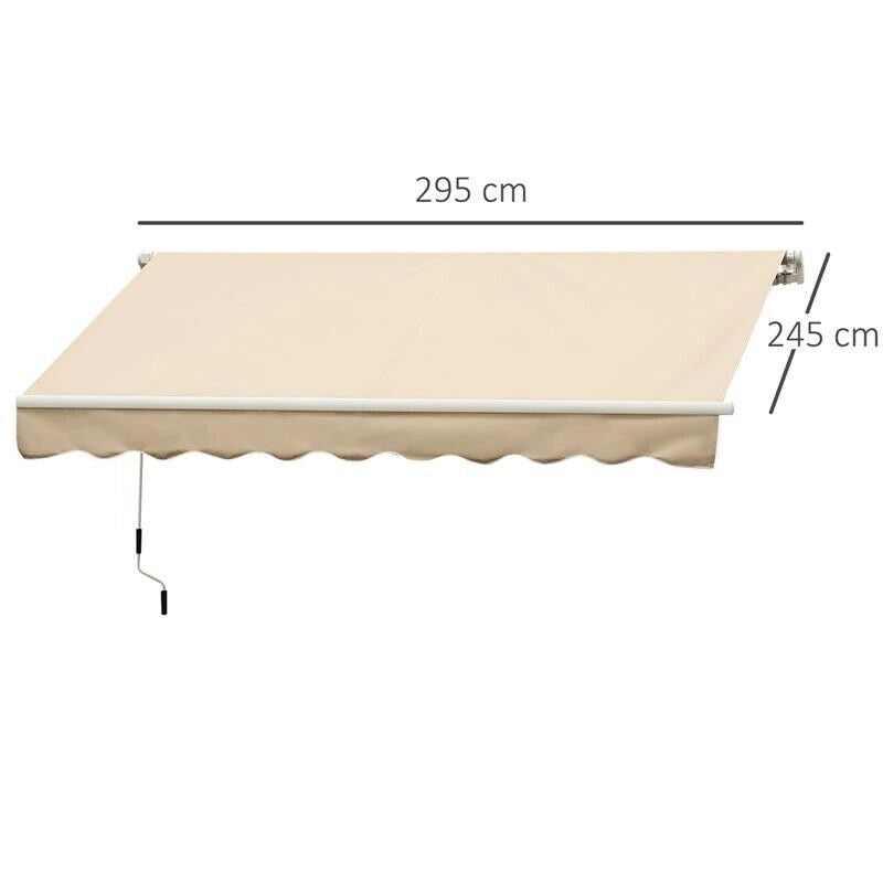 TENDA DA SOLE AVVOLGIBILE A PARETE DA ESTERNO 3 X 2.5 MT COLORE BEIGE
