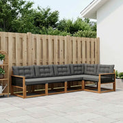 Set di divani da esterno con cuscino 7 pcs Naturale e Nero 3381472