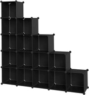 Unità di stoccaggio fai da te con 16 scomparti ripiano in plastica PP divisorio per armadio scarpiera per camera da letto cantina ufficio nero 12_0000689