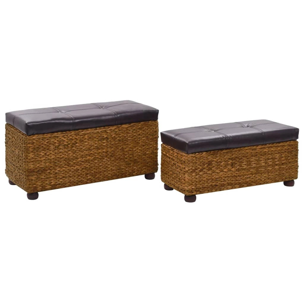 Set di 2 panche in giacinto d'acqua 85 x 40 x 45 cm marrone 02_0010731