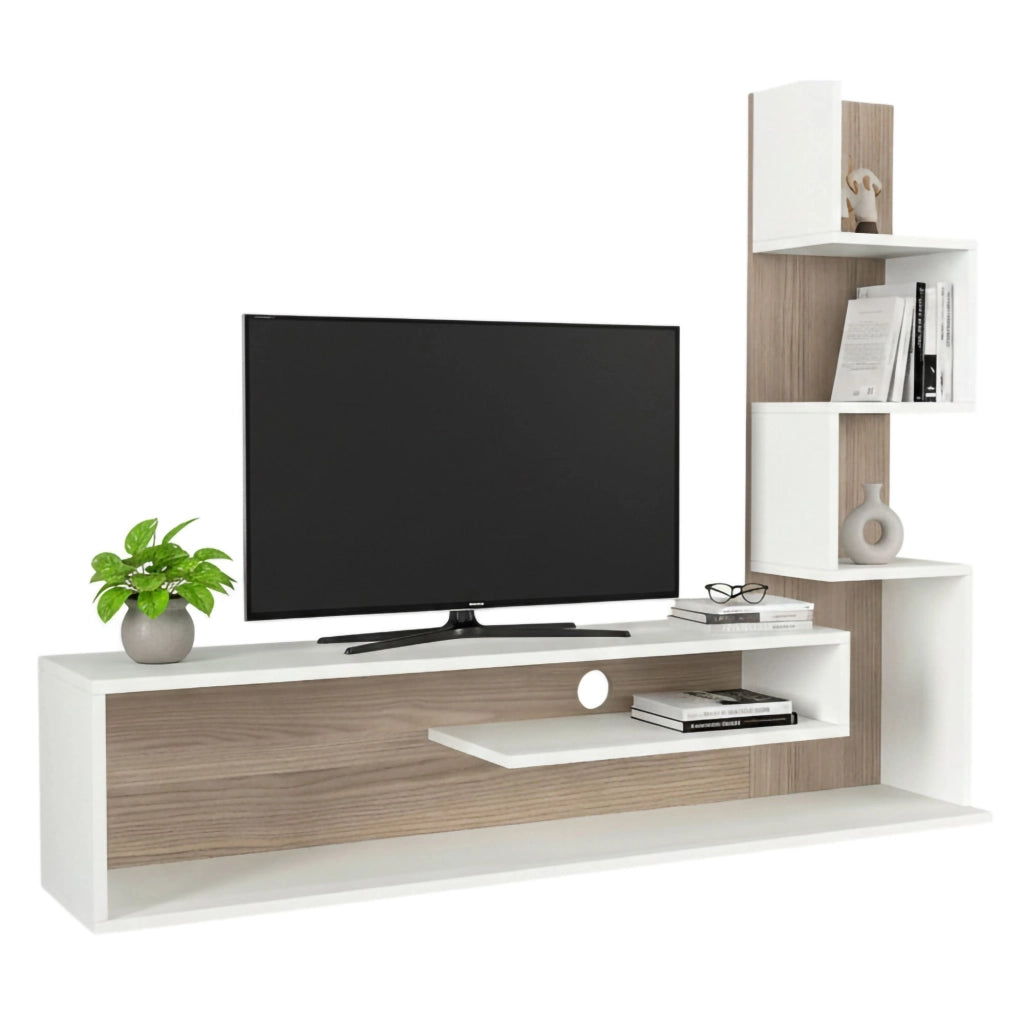 Armeno, Mobile Porta tv 5 Ripiani, 30x22x121h cm Bianco