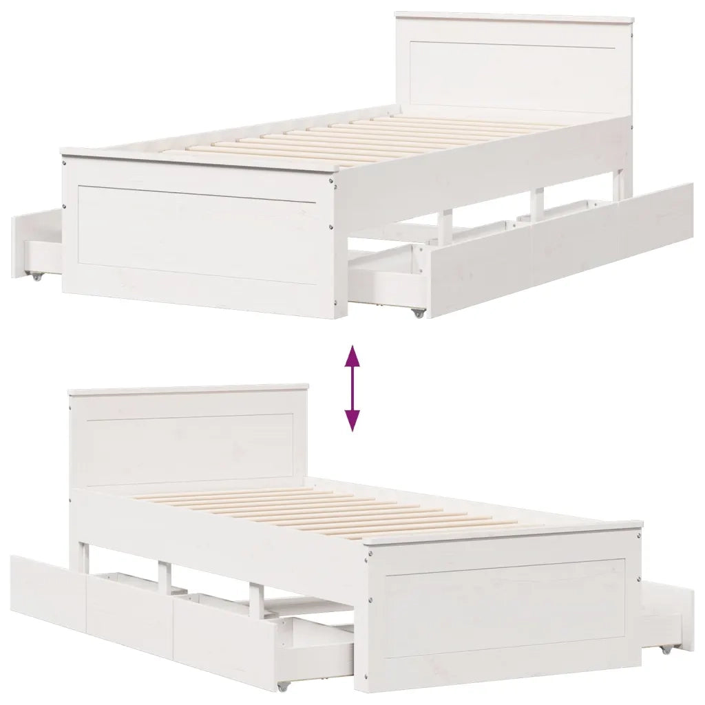 Giroletto senza Materasso con Testiera Bianco 90x200 cm Pino 3308775