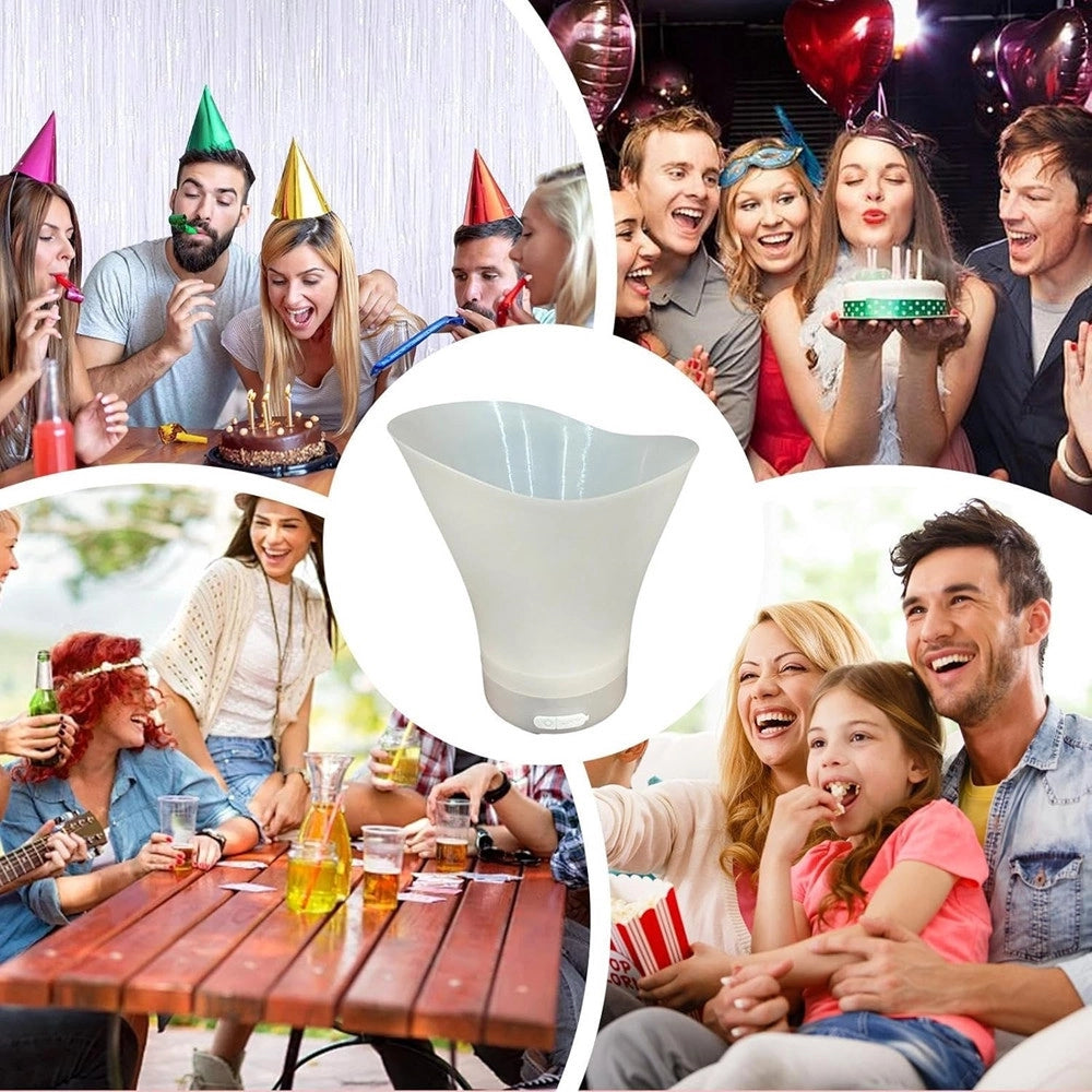 Trade Shop - Secchiello Del Ghiaccio Luci A Led Da 7lt Secchio Refrigerante Bevande Ricarica Tipo C -