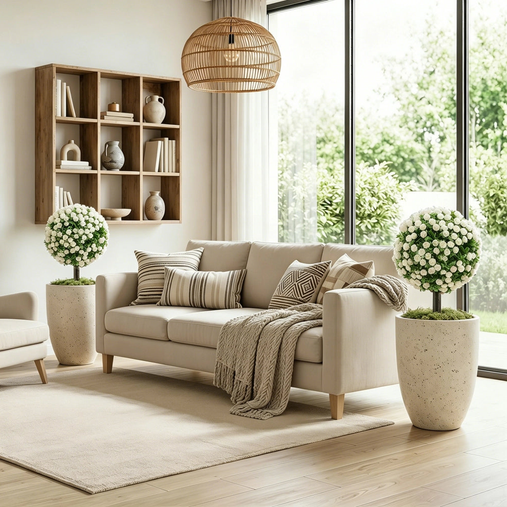 Alberi di Rose Artificiali per Esterno ¨C Minimal ¨C Set di 2, 55 cm, Bianco