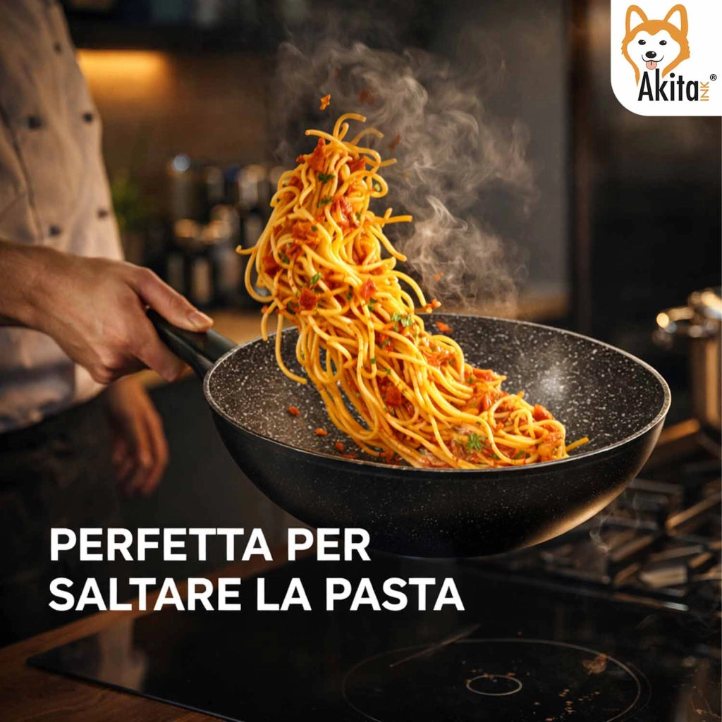 Akitaink Wok Black 28 cm Induzione Antiaderente