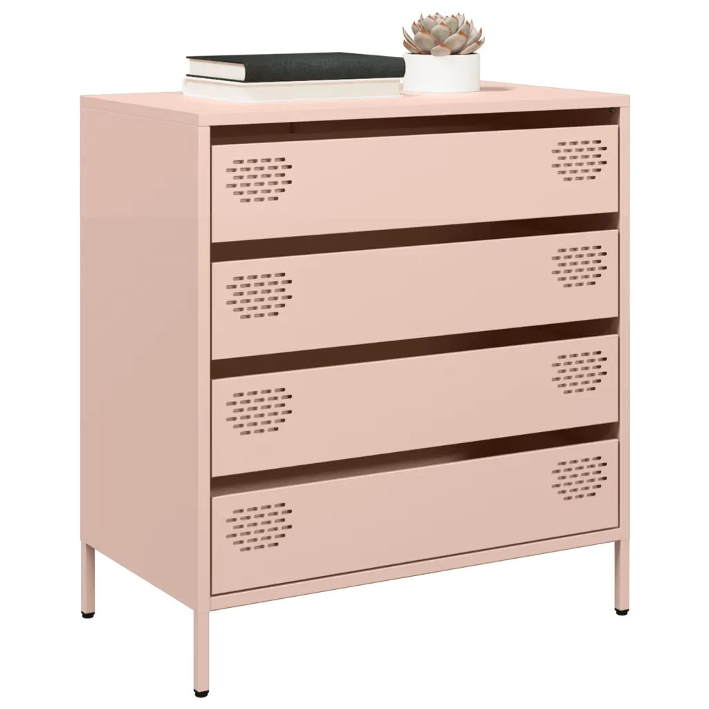 Credenza Rosa 68x39x73,5 cm in Acciaio Laminato a Freddo