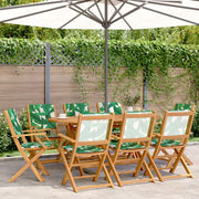 Sedie da Giardino Pieghevoli 8pz Verde Tessuto e Legno Massello 3214588