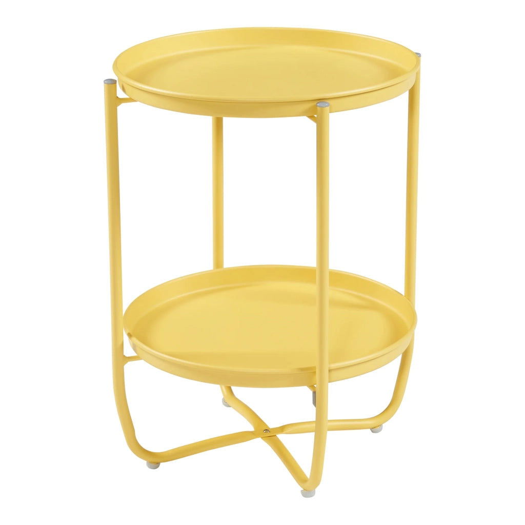 Tavolino da caffè consolle laterale con ripiani in acciaio estraibili 58 x 40 cm giallo 03_0010767