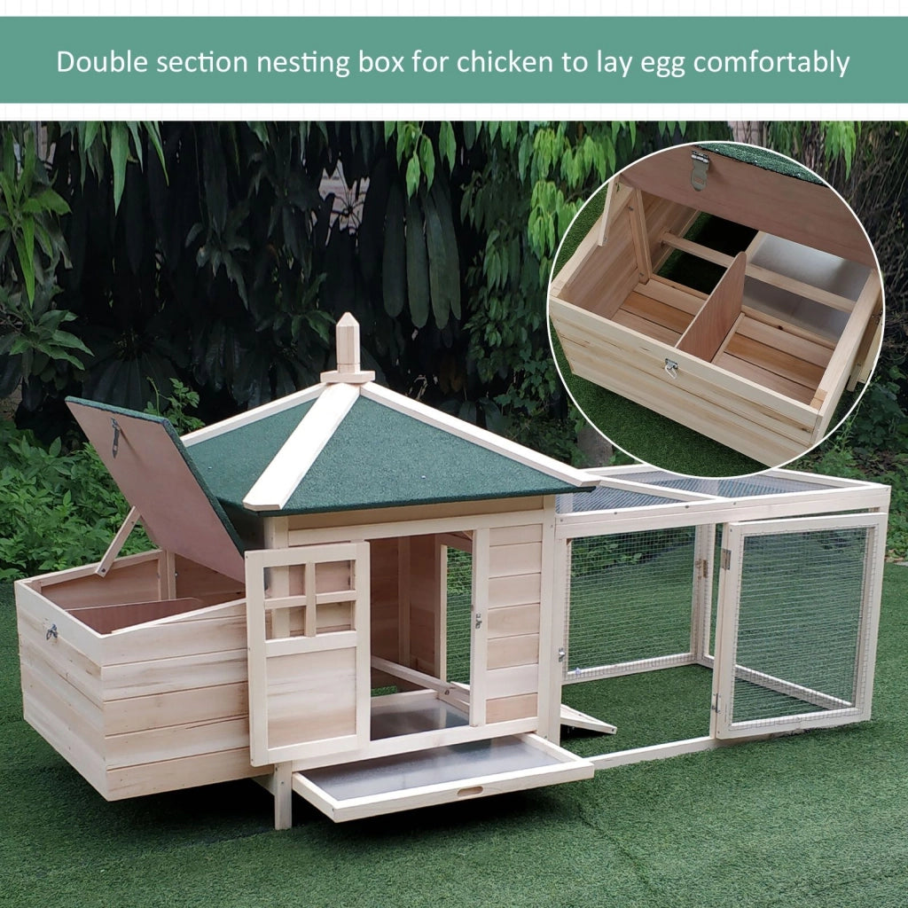EasyComfort Pollaio da Giardino Prefabbricato in Legno 196x76x97cm, Color Legno