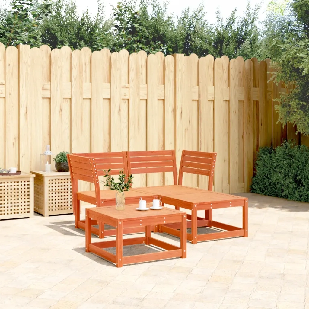 Set Divani da Giardino 3 pz Marrone Cera Legno Massello Pino 3216987