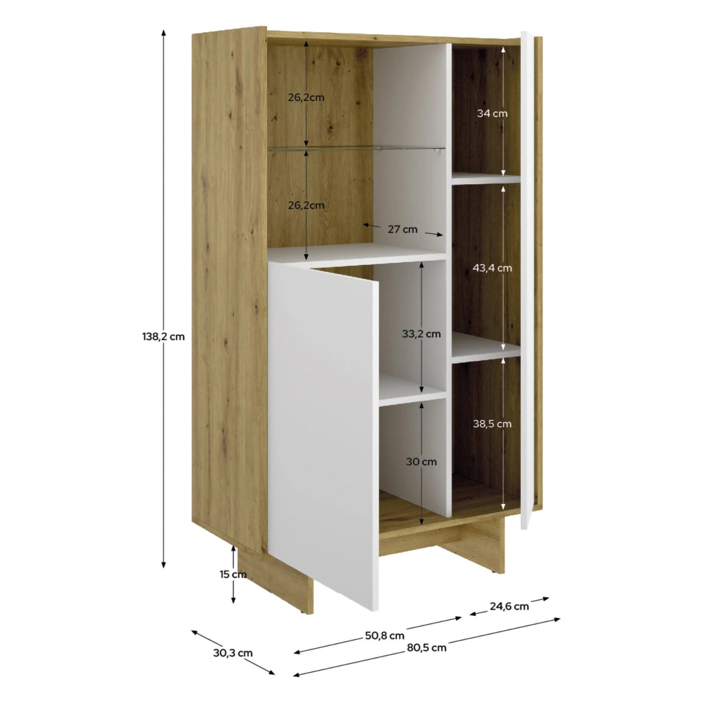 Madia Edgewood, Credenza 4 Ripiani, 30x81x138h cm Bianco
