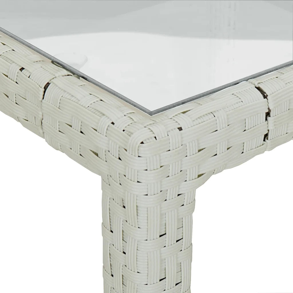 Tavolo Giardino 150x90x75cm Vetro Temperato Polyrattan Bianco 316709