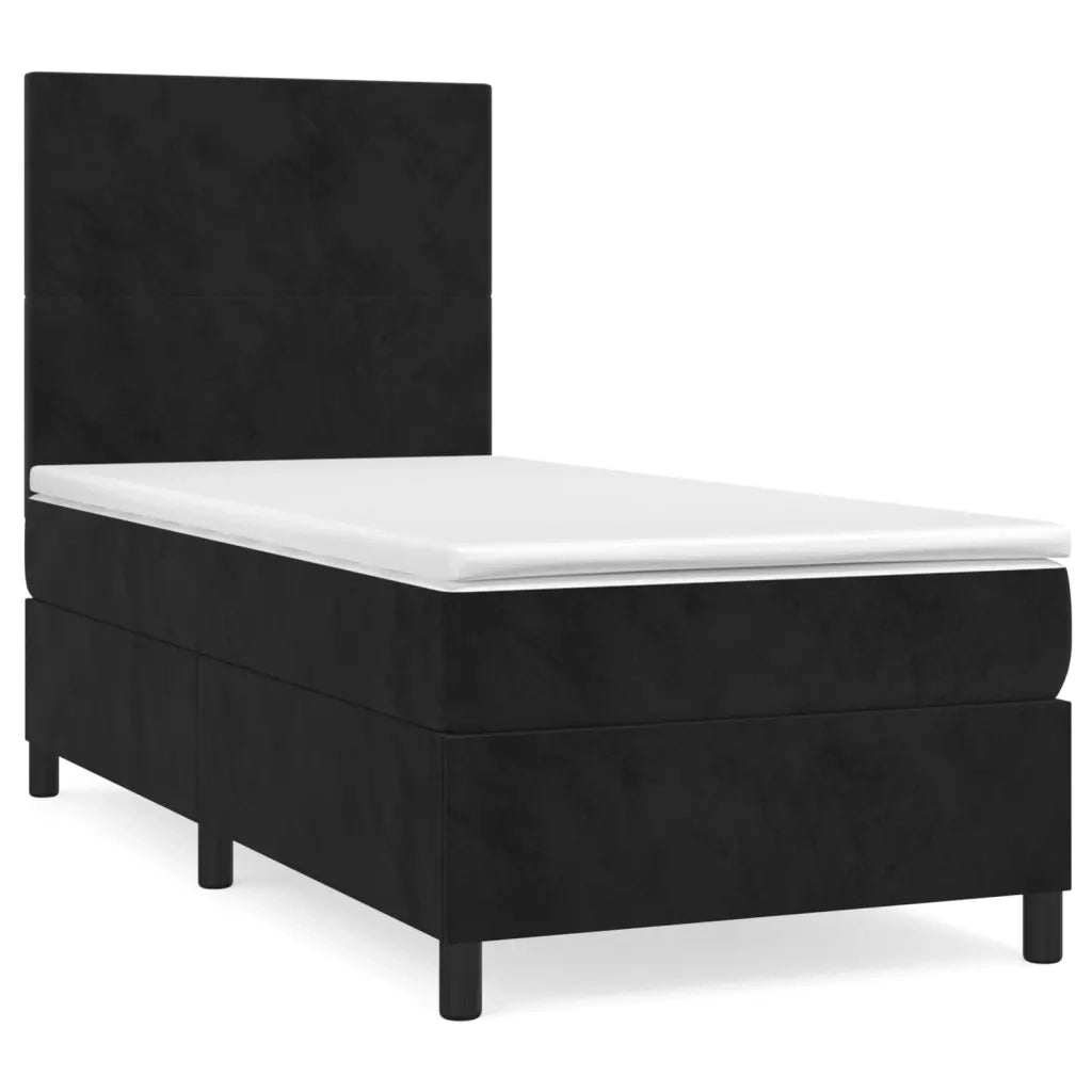 Giroletto a Molle con Materasso Nero 100x200 cm in Velluto 3142889