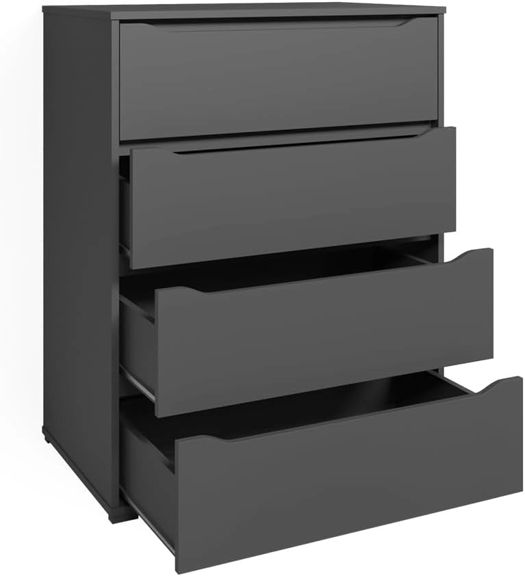 Credenza Ruben, Antracite, 48 x 101.6 cm con 4 cassetti, per riporre abiti e oggetti di uso quotidiano
