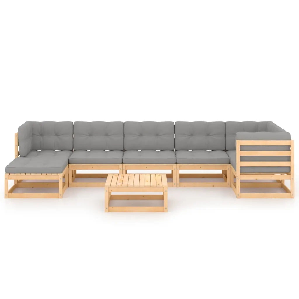 Set Salotto Giardino 8 pz Cuscini Antracite Legno Massello Pino 3076749