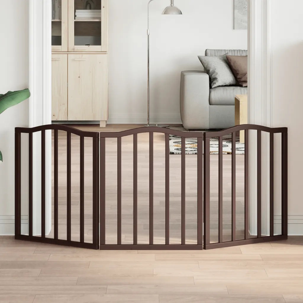 vidaXL Cancello Cani Pieghevole 3 Pannelli Rovere Marrone 150cm Pioppo