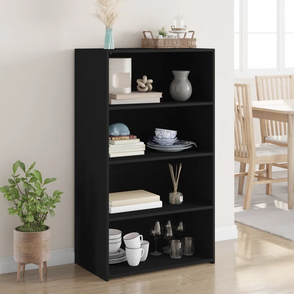 Credenza | Madia | Buffet da pranzo | Armadio da pranzo Nera 70x41x124 cm in Legno Multistrato
