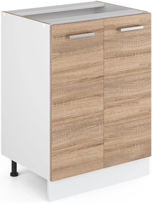 Mobiletto base cucina R-Line, Sonoma, 60 cm senza piano di lavoro, per la libera combinazione all'interno di sistemi cucina modulari