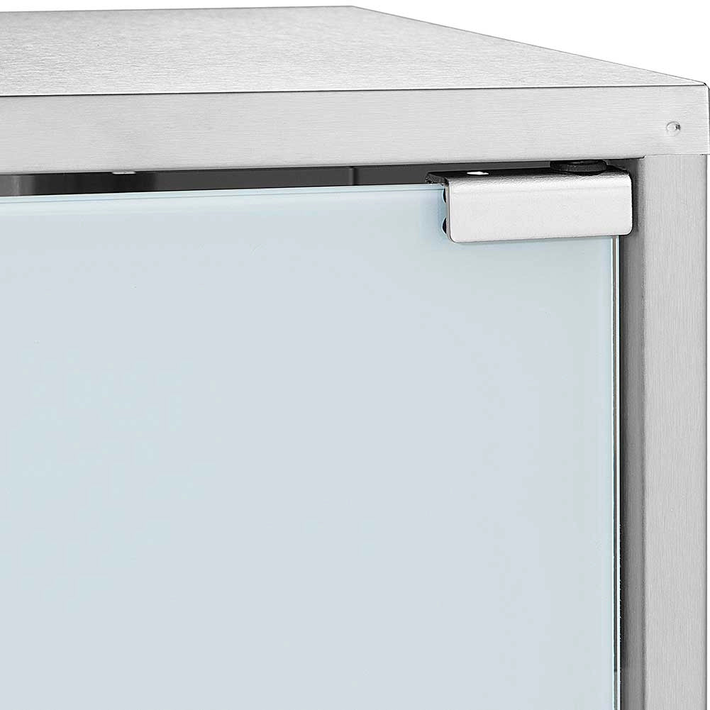 Armadietto Porta Medicinali Acciaio Inox e Vetro Satinato 65x36x17 cm con Chiave