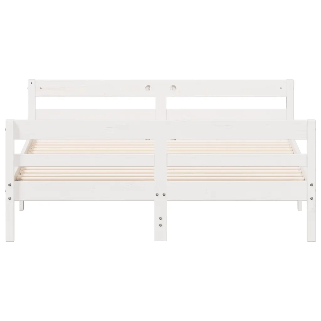 Letto senza Materasso Bianco 140x200 cm Legno Massello di Pino 842787