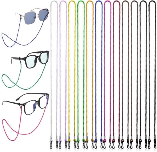 Cintura per occhiali in nylon - 12 pezzi - Disegno colorato - Corda per occhiali - Cinturino per occhiali - Sicuro e impermeabile - Cinturino per occhiali in nylon